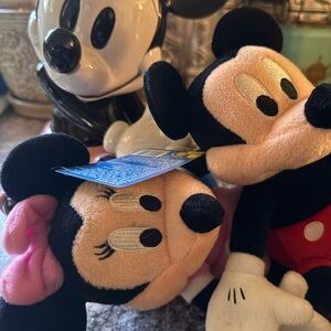 Mickey and Minnie Mouse Plush Toys w Mini schmid music box! works.small world.